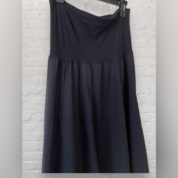 Oska Womens Lantern Skirt Sz 2 US 8-10 Black Fold Over Waist Midi Lagenlook - Picture 3 of 8